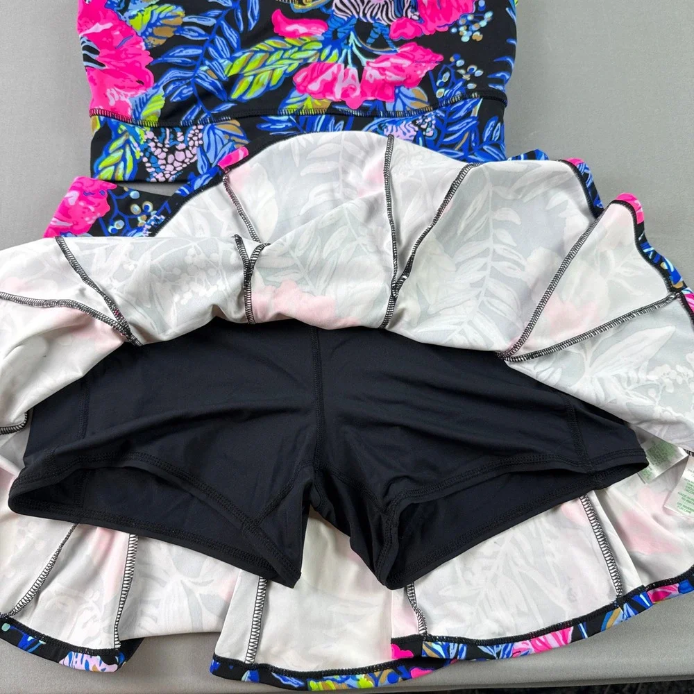 Lilly Pulitzer San Remo Luxletic Floral Skort & Sport Bra Top Set Women's Large